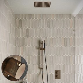 Saniclear Cube Stripes Pro inbouw regendouche met inbouw douchekop 30x30cm, glijstang en staafhanddouche verouderd messing