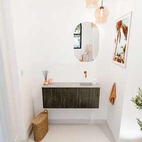 Mondiaz Joya DLux 100cm toiletmeubel shadow met wastafel faye rechts zonder kraangat glace