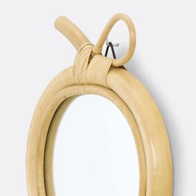 Spiegel in rotan, appelvormig 33x30 cm, Nogu
