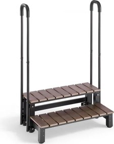 VEVOR Hot Tub Trap met leuningen, 2 treden, 82 cm breed, geschikt voor bovengrondse/opblaasbare zwembaden, campers, terrassen en veranda's, antislip stalen treden met HIPS-frame