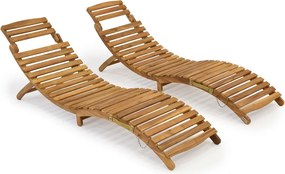 Set van twee houten ligstoelen Liberia Garden Point