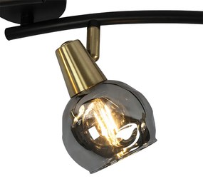 Art Deco plafondlamp goud met smoke glas 4-lichts - Vidro Art Deco E14 Binnenverlichting Lamp