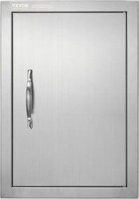 VEVOR Grilltoegangsdeur, 355 x 508 mm, enkele buitenkeukendeur, vlak gemonteerde roestvrijstalen deur, verticale wanddeur met handgreep, voor grill-eiland, grillstation, buitenkast