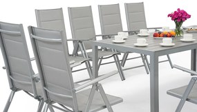 Garden Point lichtgrijze aluminium tuinmeubelen met grote Polywood Verona tafel voor 12 personen