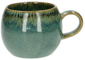 Mok rond reactieve glazuur, steengoed, groen,Ø 12 cm