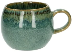 Mok rond reactieve glazuur, steengoed, groen,Ø 12 cm