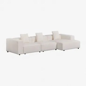 3-delige Chaise Longue Modulaire Bank Rechts (↔︎375 Cm) Bruna Bouclé Blanco - Sklum