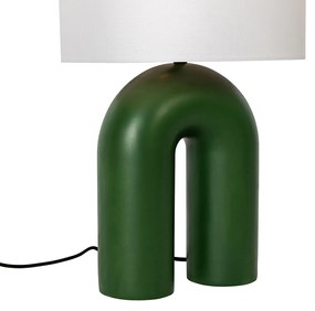 Scandinavische tafellamp groen met linnen kap wit - Lotti Design, Modern E27 Binnenverlichting Lamp