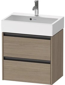 Duravit Ketho 2 Wastafelonderkast - 2 laden - 58.4x39x54.9cm - grepen antraciet - eiken terra mat K25273035350000