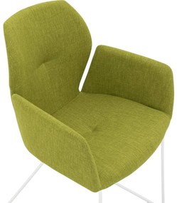 Goossens Excellent Eetkamerstoel Manzini groen stof met armleuning, modern design