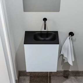 Zaro Polly toiletmeubel 40cm clay met zwarte wastafel zonder kraangat rechts