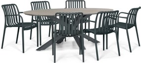 Tuinset 6 personen 220 cm Kunststof Grijs Domani Furniture Alba/Matara