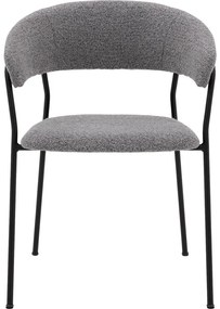 Goossens Eetkamerstoel Ce grijs stof met armleuning, modern design