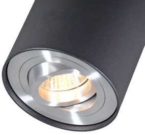 Spot / Opbouwspot / Plafondspot zwart en staal draai- en kantelbaar - Rondoo up Design, Industriele / Industrie / Industrial, Modern GU10 Binnenverlichting Lamp