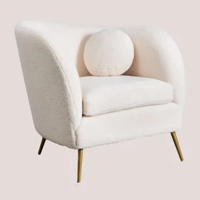 Clovys Fauteuil In Teddystof White - Sklum