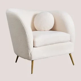 Clovys Fauteuil In Teddystof White - Sklum