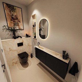 MONDIAZ TURE-DLUX 120cm toiletmeubel Urban. EDEN wastafel Frappe positie links. Met 1 kraangat. TUREDX120URBL1FRA