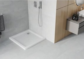 Mexen Flat slimme vierkante douchebak 100 x 100 cm, wit, chrom sifon - 40101010