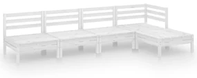 vidaXL 5-delige Loungeset massief grenenhout wit