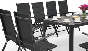 Aluminium polywood tuinmeubelen met grote Verona tafel voor 12 personen Garden Point zwart