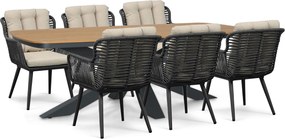 Tuinset 6 personen 220 cm Rope Grijs Coco Custa/Camila