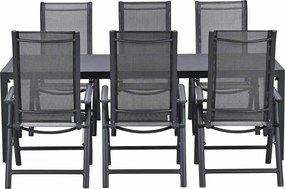 Garden Impressions Santos tuinset 7-delig - Kasper tuintafel 220x93 cm donker grijs