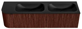 Mondiaz Kurve 165cm badmeubel ronding links ruby met 2 lades en 1 deur en wastafel big small dubbel/rechts zonder kraangat urban