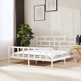 vidaXL Bedframe massief grenenhout wit 180x200 cm 6FT Super King