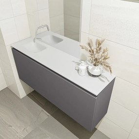 Mondiaz Olan 120cm toiletmeubel dark grey met wastafel talc links geen kraangat