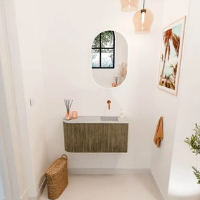 Mondiaz Joya DLux 80cm toiletmeubel ronding links dusk met wastafel faye rechts zonder kraangat glace