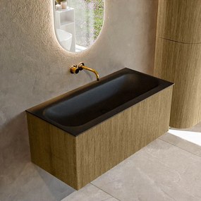 Mondiaz Kurve 100cm badmeubel dusk met 1 lade en wastafel big medium midden zonder kraangat urban