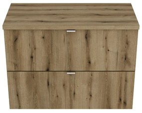 Comad Nova Oak wastafelonderkast 80x40cm eiken met 2 lades en toppaneel