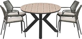 Garden Impressions Natas tuinset grijs 5-delig - Tulli tuintafel 180x115 cm
