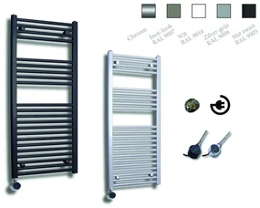Sanicare Elektrische Design Radiator - 111.8 x 60 cm - 730 Watt - thermostaat chroom linksonder - inox look HRLEC 601118/I