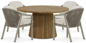 Tuinset 4 personen 140 cm Aluminium/rope Taupe Santika Furniture Santika