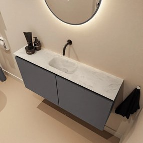 Mondiaz Ture DLux toiletmeubel 100cm dark grey met wastafel opalo midden zonder kraangat