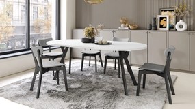 ALDO 100 Wit Mat/Zwarte poten - RONDE LOFT/INDUSTRIËLE TAFEL VOOR WOONKAMER/EETKAMER, UITSCHUIFBAAR