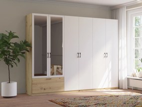 Kledingkast Bristol 215, Wit, Artisan eiken, 210x269x54cm, 198 kg, Kledingkast deuren: Met scharnieren, Aantal planken: 5, Aantal planken: 5