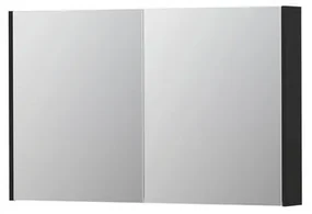 INK SPK2 Spiegelkast - 120x14x74cm - 2 deuren - dubbelzijdige Spiegel - schakelaar en stopcontact - MDF lak zwart mat 1105355
