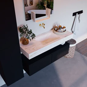 Mondiaz Alan DLux badmeubel 120cm urban 2 lades met wastafel ostra midden zonder kraangat