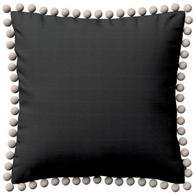 Dekoria Kussenhoes Wera met pompons, zwart 45 x 45 cm