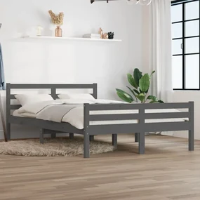 vidaXL Bedframe massief hout grijs 160x200 cm