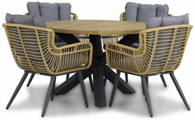 Tuinset Ronde Tuintafel 4 personen 120 cm Wicker/Aluminium/Aluminium/wicker Taupe Coco Azzano/Rockville