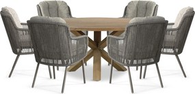 Tuinset Ronde Tuintafel 6 personen 160 cm Rope Zand/Beige  Santika Furniture Santika