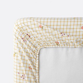 Hoeslaken voor kinderbed, 50% gerecycled katoen, omslag van 25 cm, fruitprint, LILAS