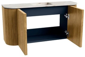 Mondiaz Joya DLux 85cm toiletmeubel ronding links/rechts oak met wastafel faye midden zonder kraangat frappe
