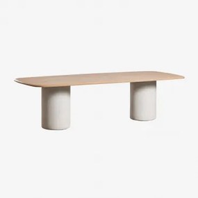 Rectangulaire Eettafel 270x110 Cm In Acaciahout Leighton Lichte Acaciekleur & Lichtgrijs - Sklum