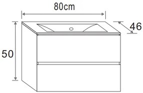 Badstuber Corbo badkamermeubel 80cm licht eiken met wastafel 1 kraangat