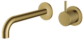 Hotbath Cobber X inbouw wastafelmengkraan 18cm geborsteld messing PVD