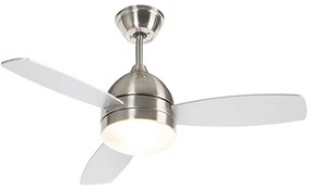 Plafondventilator met lamp staal met afstandsbediening - Rotar Modern E27 rond Binnenverlichting Lamp